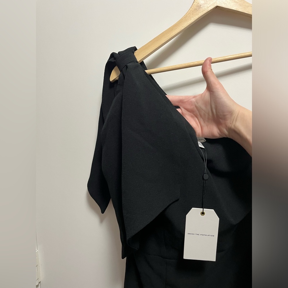 NWT Dress The Population Tiffany One-Shoulder Midi Dress Black Size Medium - Picture 9 of 16